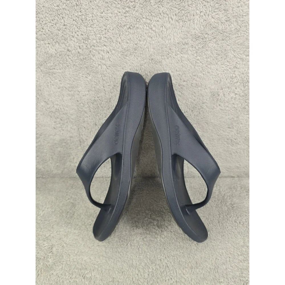 Aetrex Mens Size 13 Navy Blue Thong Sandals Orthotic Comfort Flip Flops Water...